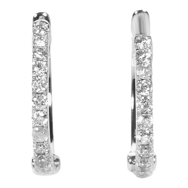 LB Exclusive 14 Karat Gold .31 Carat VS1 G Color Diamond Hoop Huggies Earrings