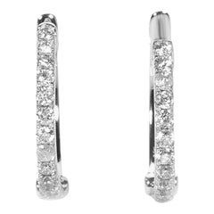 LB Exclusive 14 Karat Gold .31 Carat VS1 G Color Diamond Hoop Huggies Earrings