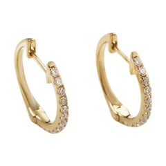 LB Exclusive 14 Karat Gold .31 Carat VS1 G Color Diamond Hoop Huggies Earrings