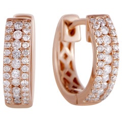 LB Exclusive 14 Karat Gold .35 Carat VS1 G Color Diamond Hoop Huggies Earrings