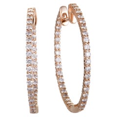LB Exclusive 14 Karat Gold .35 Carat VS1 G-Color Diamond Pave Inside Out Hoop