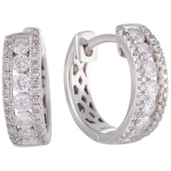 LB Exclusive 14 Karat Gold .50 Carat VS1 G Color Diamond Hoop Huggies Earrings