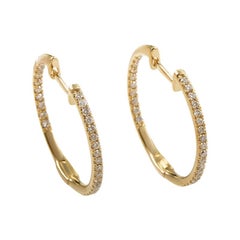 LB Exclusive 14 Karat Gold .51 Carat VS1 G Color Diamond Hoop Huggies Earrings