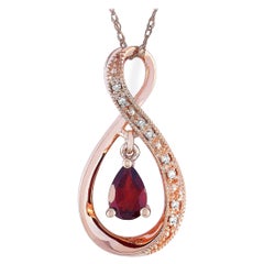 LB Exclusive 14 Karat Rose Gold 0.03 Carat Diamond and Garnet Pendant Necklace