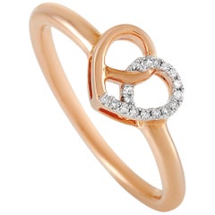 LB Exclusive 14 Karat Rose Gold 0.05 Carat Diamond Intertwined Heart Ring LB Exclusive 14 Karat Rose Gold 0.05 Carat Diamond Intertwined Heart Ring