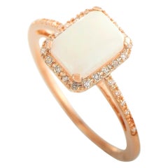 LB Exclusive 14 Karat Rose Gold 0.10 Carat Diamond and Opal Ring