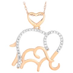 LB Exclusive 14 Karat Rose Gold 0.10 Carat Diamond Elephant Pendant Necklace