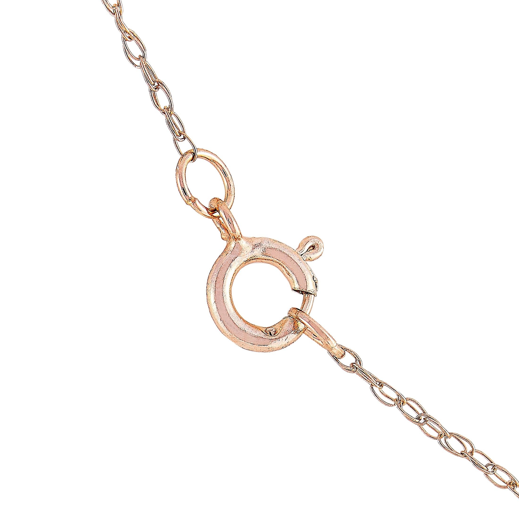 Round Cut LB Exclusive 14 Karat Rose Gold 0.10 Carat Diamond Heart Pendant Necklace