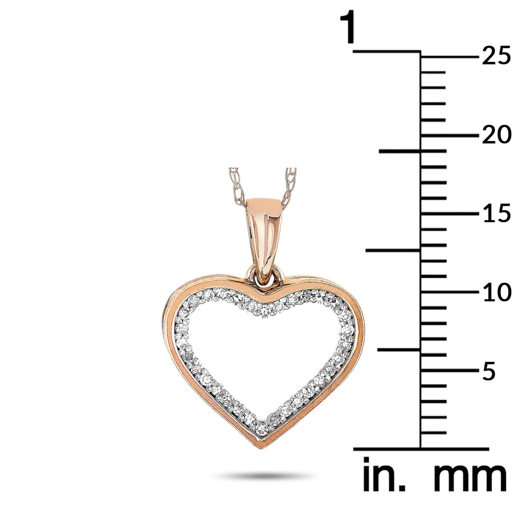 LB Exclusive 14 Karat Rose Gold 0.10 Carat Diamond Heart Pendant Necklace In New Condition In Southampton, PA