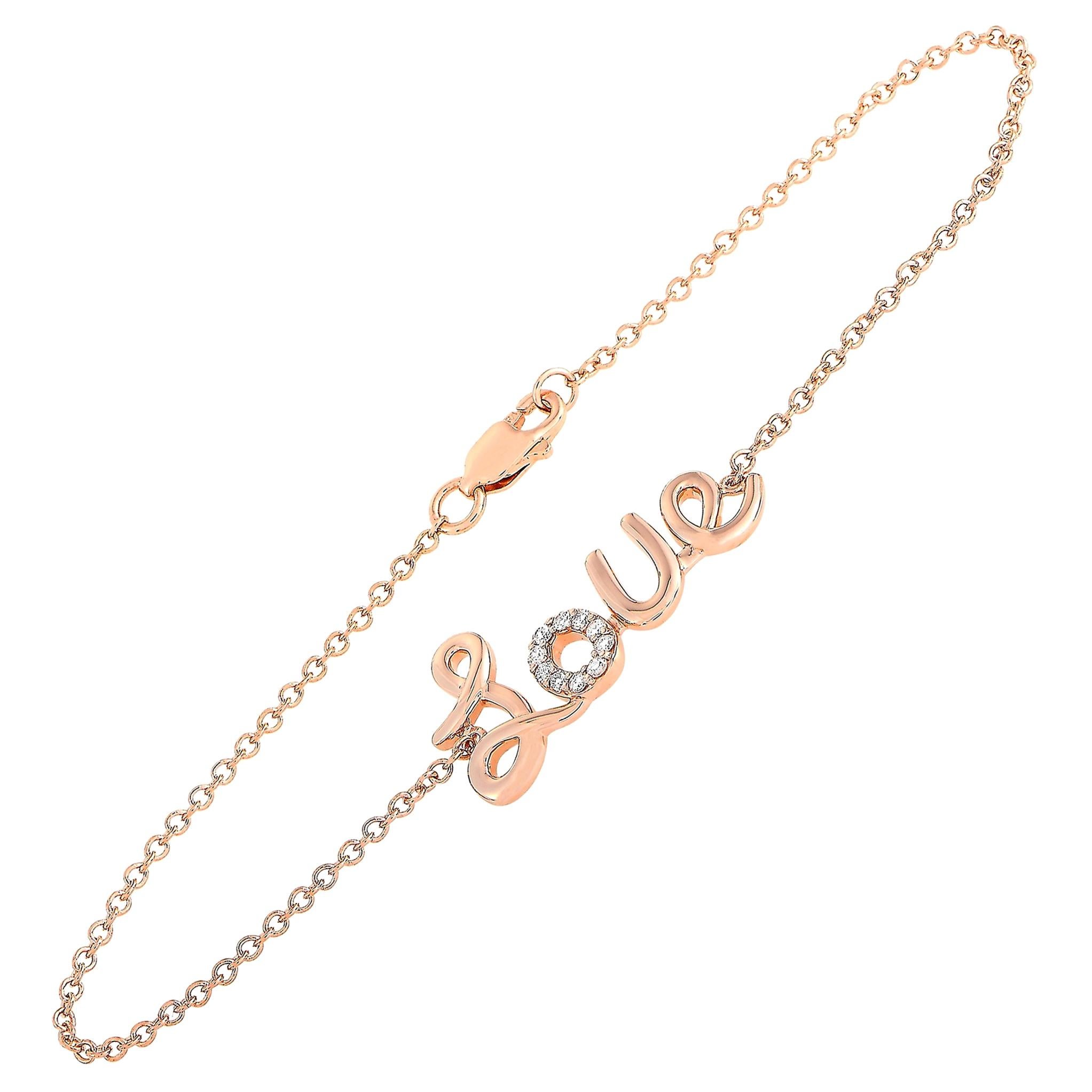 LB Exklusives Love-Armband aus 14 Karat Roségold mit 0,10 Karat Diamant