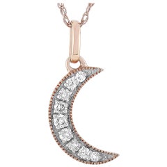 LB Exclusive 14 Karat Rose Gold 0.10 Carat Diamond Moon Pendant Necklace