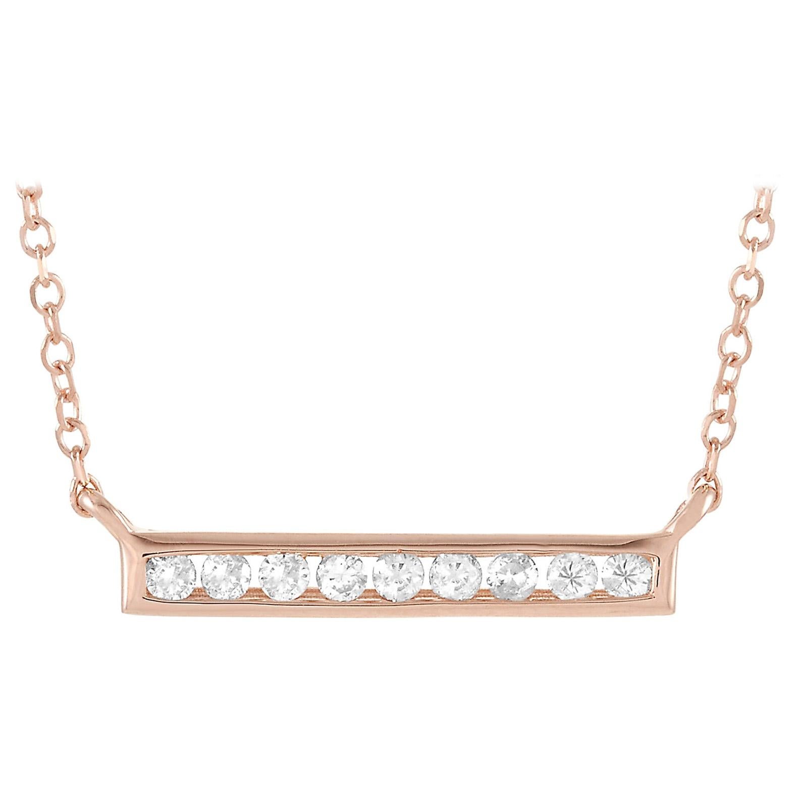 LB Exclusive 14 Karat Rose Gold 0.10 Carat Diamond Pendant Necklace