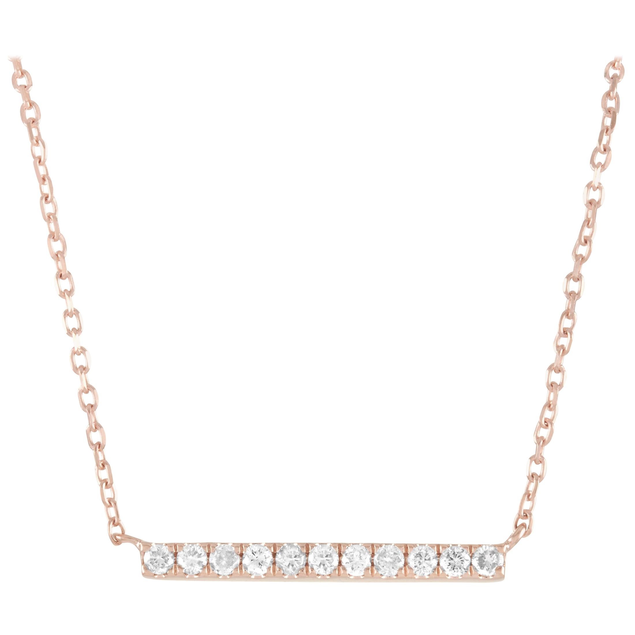 LB Exclusive 14 Karat Rose Gold 0.10 Carat Diamond Pendant Necklace For Sale