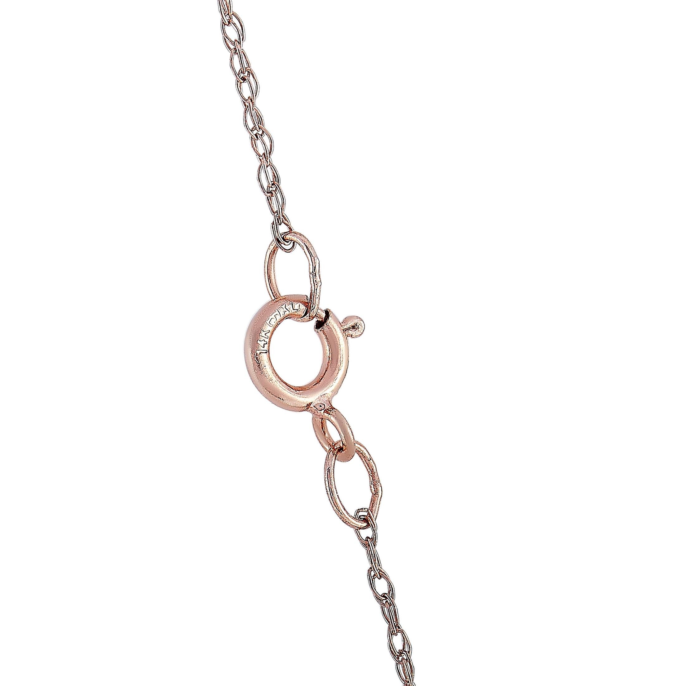 Round Cut LB Exclusive 14 Karat Rose Gold 0.10 Carat Diamond Small Cross Pendant Necklace