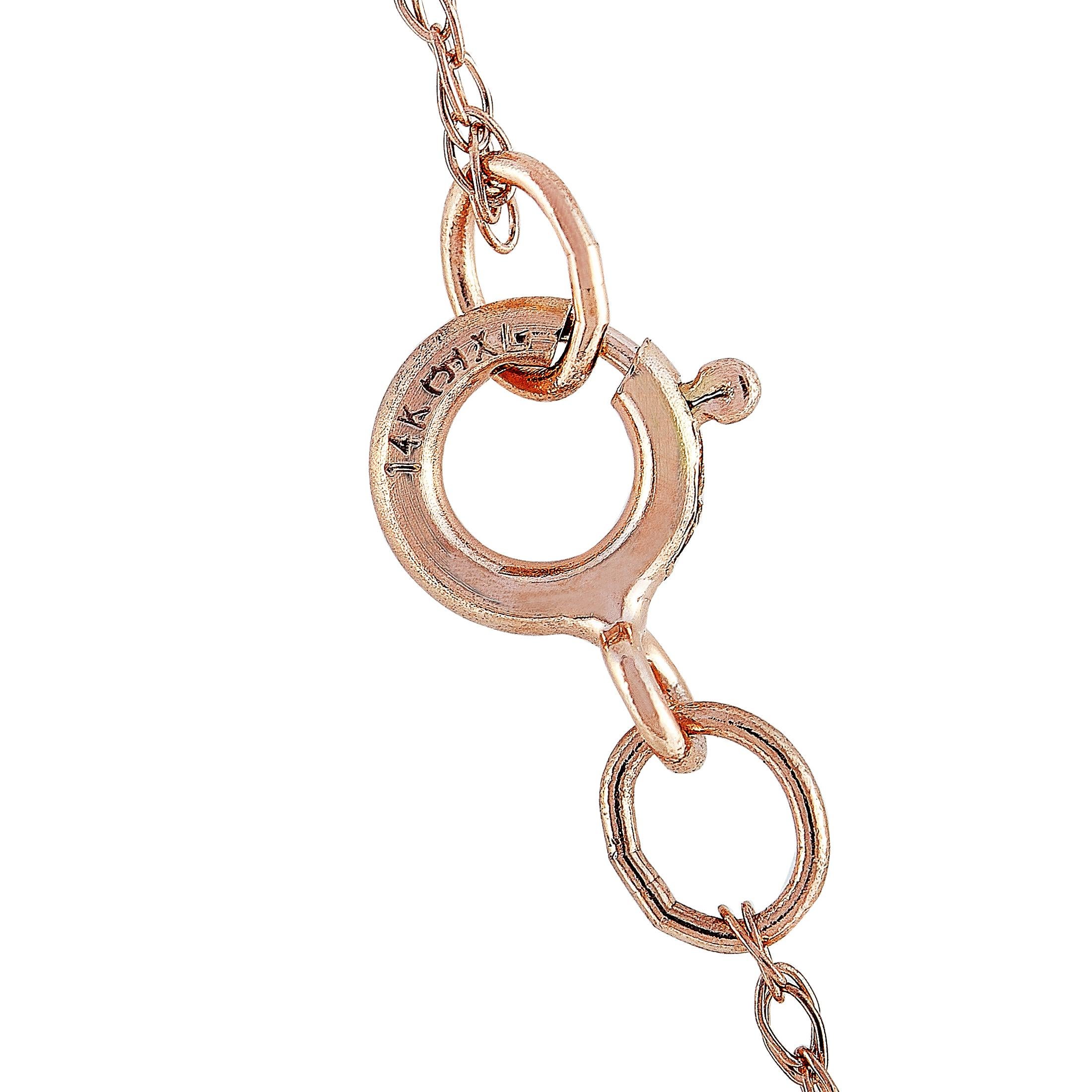 Round Cut LB Exclusive 14 Karat Rose Gold 0.11 Carat Diamond Heart Pendant Necklace