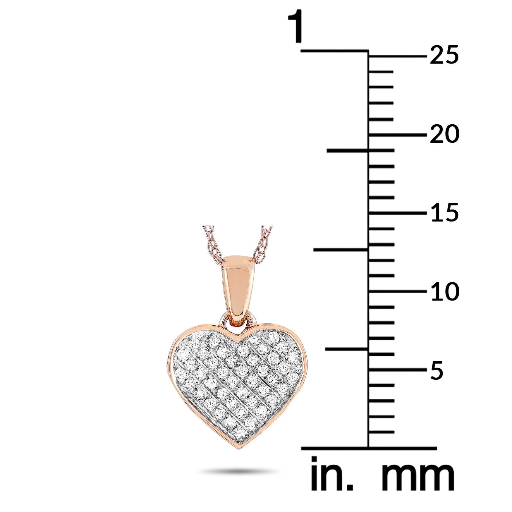 LB Exclusive 14 Karat Rose Gold 0.11 Carat Diamond Heart Pendant Necklace In New Condition In Southampton, PA