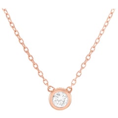 LB Exclusive 14 Karat Rose Gold 0.11 Carat Diamond Pendant Necklace