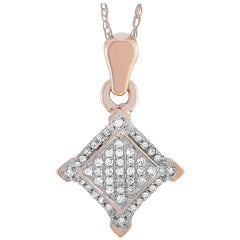 LB Exclusive 14 Karat Rose Gold 0.11 Carat Diamond Pendant Necklace