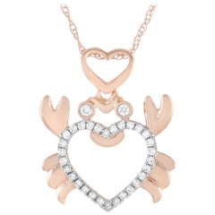 LB Exclusive 14 Karat Rose Gold 0.12 Carat Diamond Crab Pendant Necklace