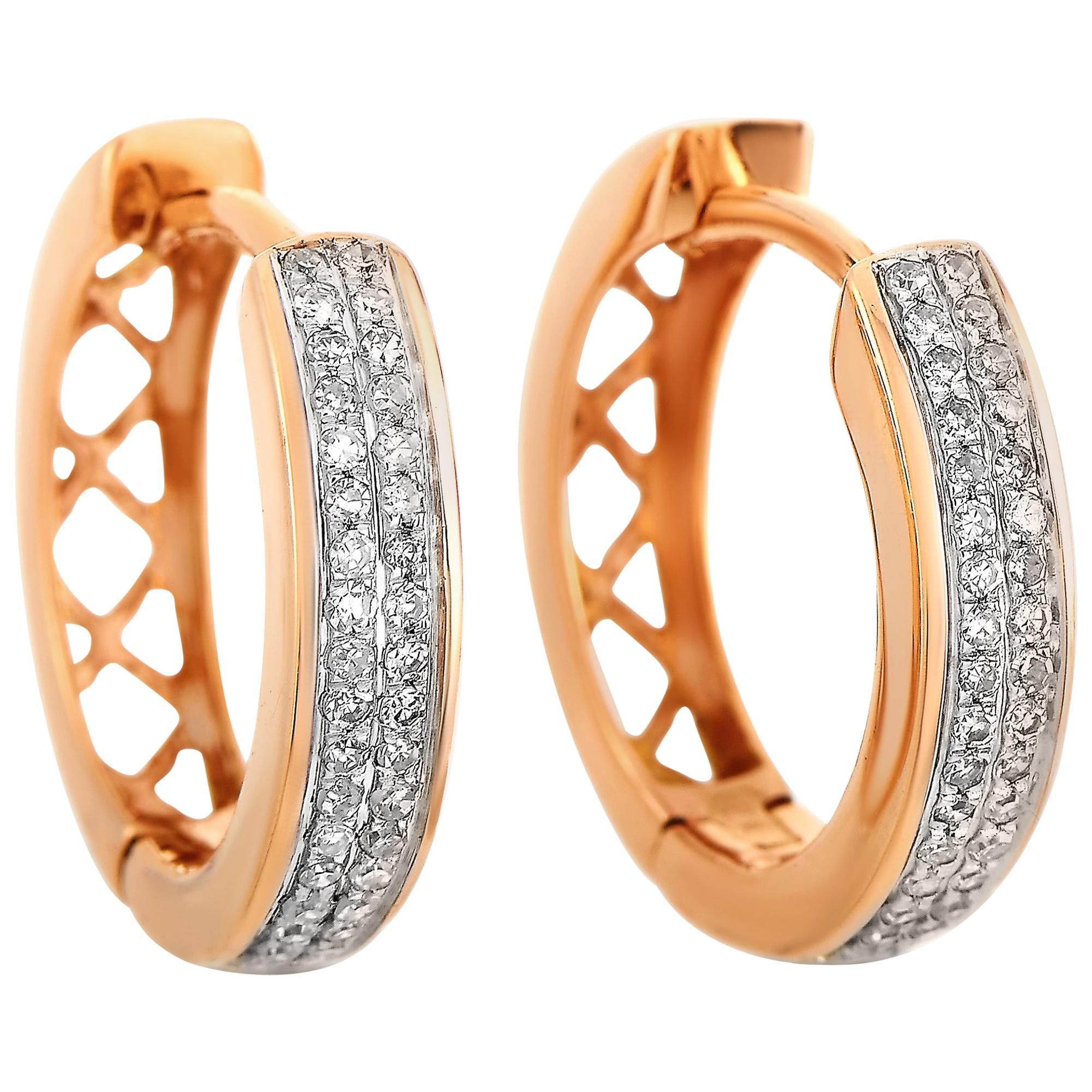 Hoop Earrings with 0.05ct of Diamonds in 9kt Rose Gold (Diamond) main image 0