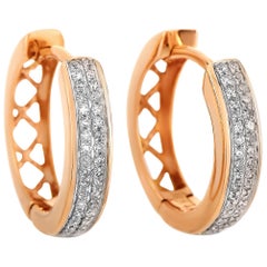 LB Exclusive 14 Karat Rose Gold 0.14 Carat Diamond Hoop Earrings