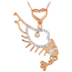 LB Exclusive 14 Karat Rose Gold 0.14 Carat Diamond Pendant Necklace