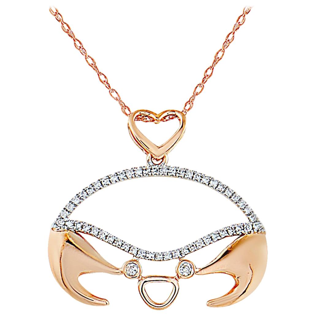 LB Exclusive 14 Karat Rose Gold 0.16 Carat Diamond Crab Pendant Necklace