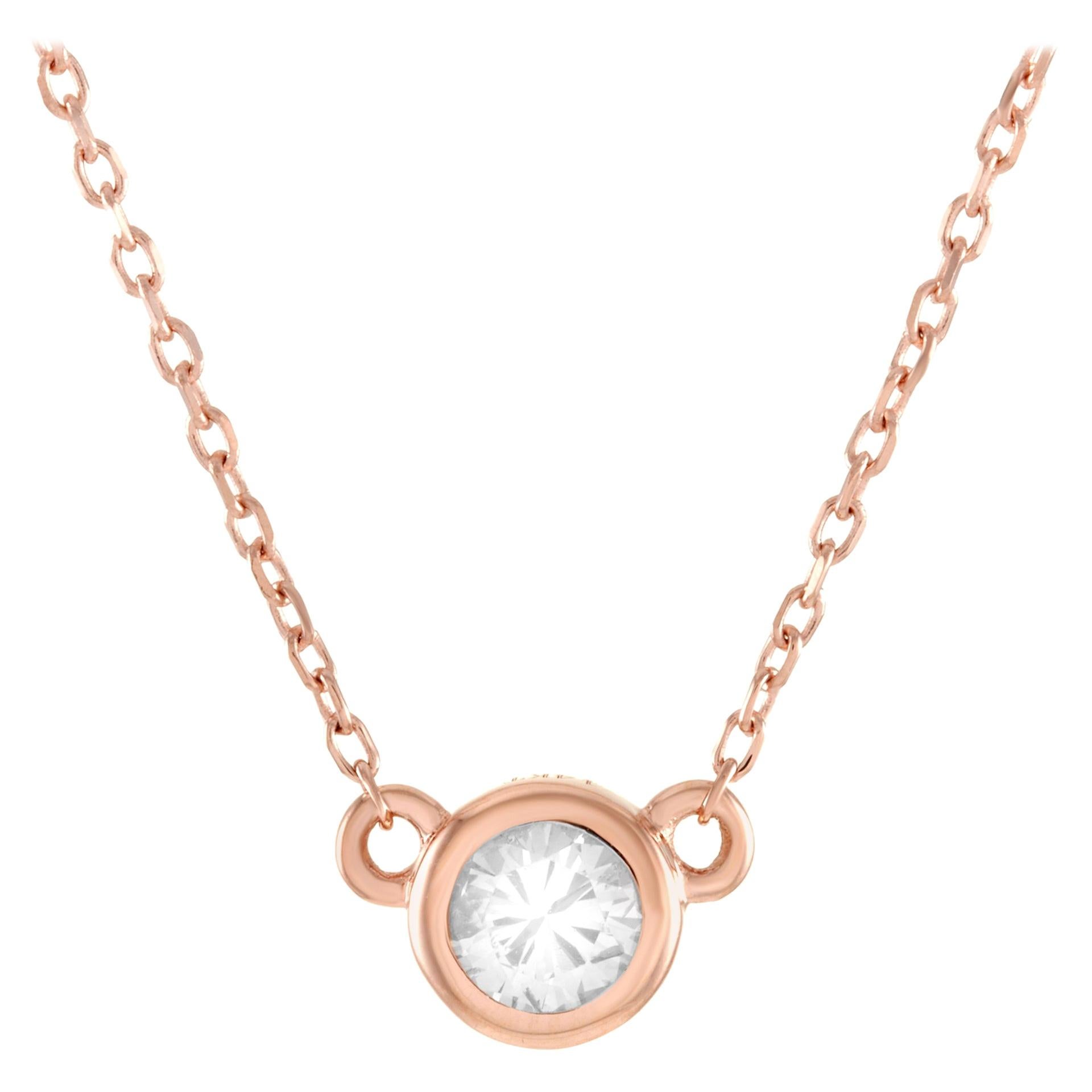 LB Exclusive 14 Karat Rose Gold 0.16 Carat Diamond Pendant Necklace For Sale