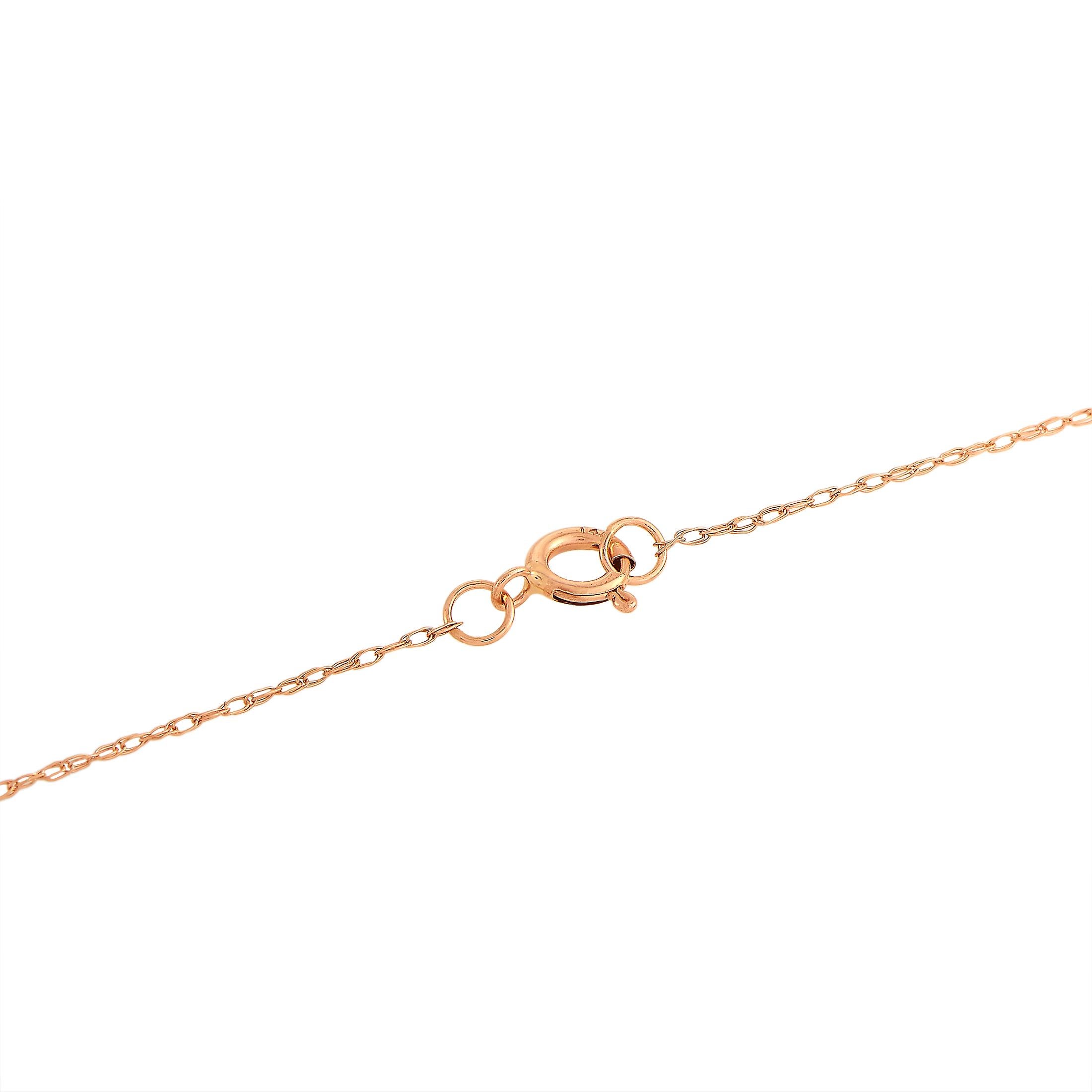 Round Cut LB Exclusive 14 Karat Rose Gold 0.16 Carat Diamond Small Cross Pendant Necklace