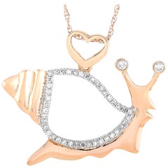 LB Exclusive 14 Karat Rose Gold 0.16 Carat Diamond Snail Pendant Necklace