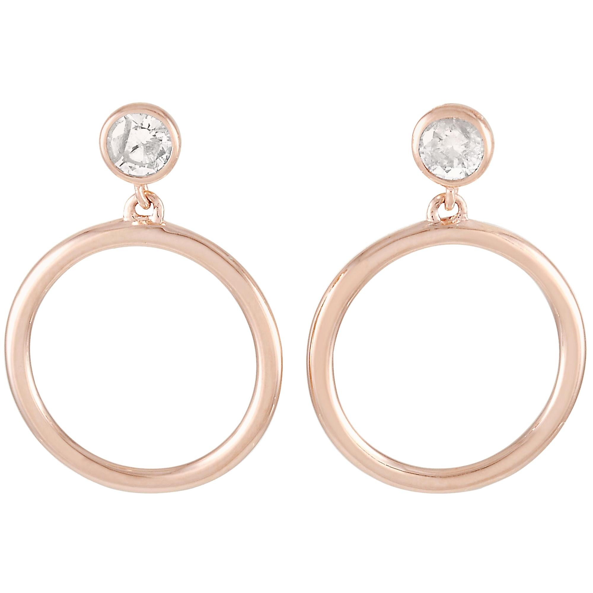 LB Exclusive 14 Karat Rose Gold 0.18 Carat Diamond Earrings For Sale