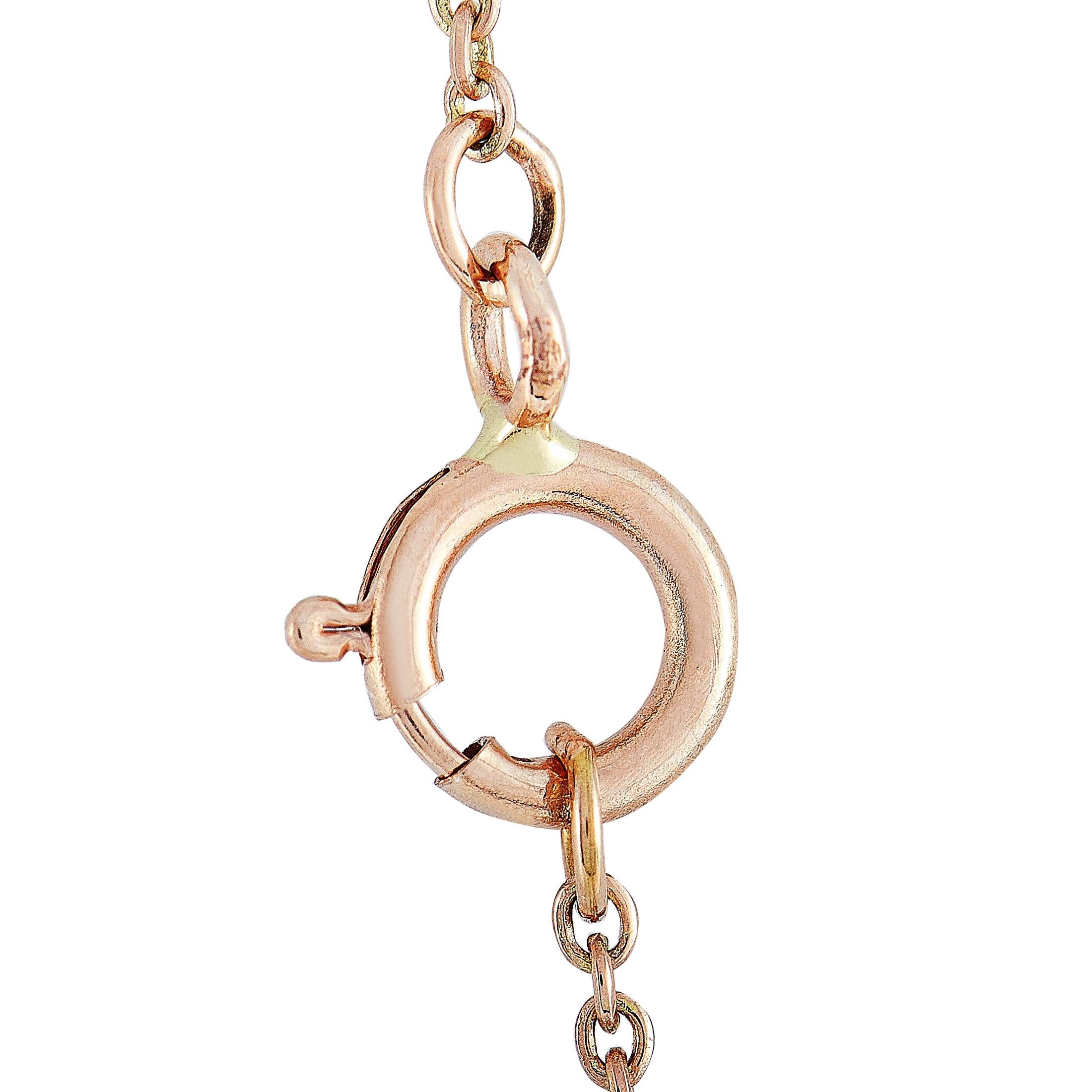 Round Cut LB Exclusive 14 Karat Rose Gold 0.19 Carat Diamond Horseshoe Pendant Necklace