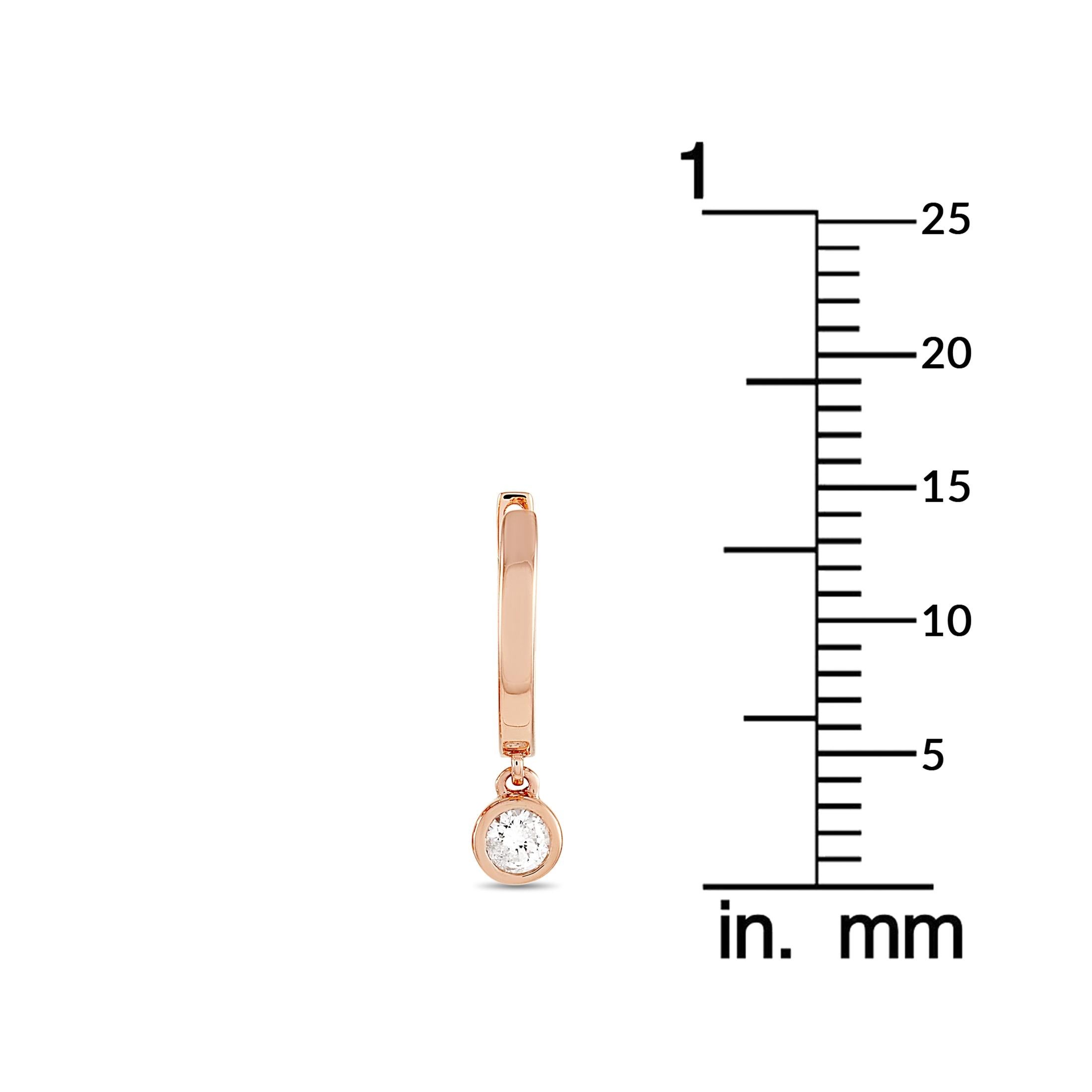 Round Cut LB Exclusive 14 Karat Rose Gold 0.20 Carat Diamond Earrings