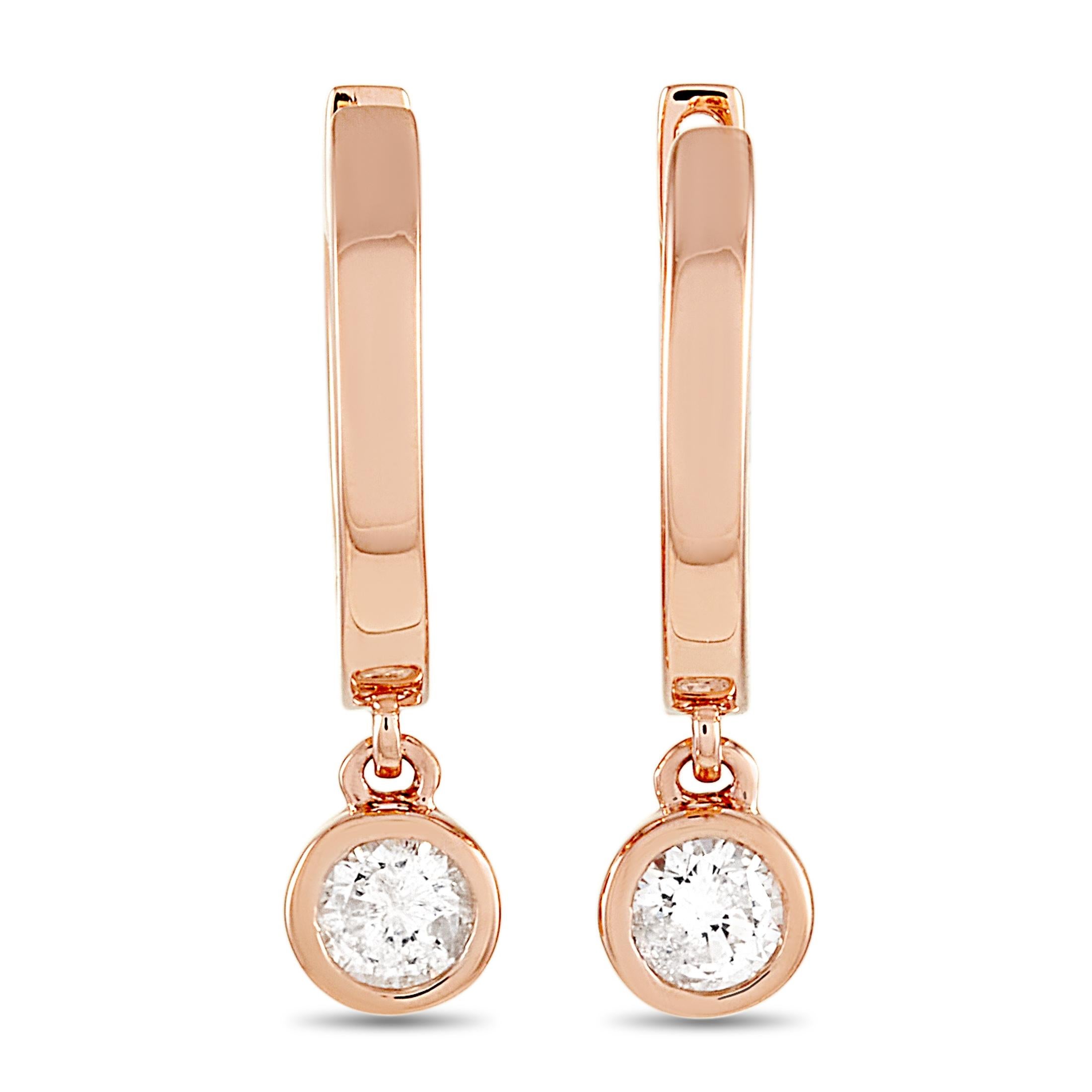 LB Exclusive 14 Karat Rose Gold 0.20 Carat Diamond Earrings In New Condition In Southampton, PA