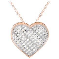 LB Exclusive 14 Karat Rose Gold 0.20 Carat Diamond Heart Necklace LB Exclusive 14 Karat Rose Gold 0.20 Carat Diamond Heart Necklace