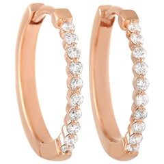 LB Exclusive 14 Karat Rose Gold 0.20 Carat Diamond Hoop Earrings