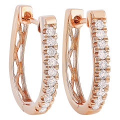 LB Exclusive 14 Karat Rose Gold 0.20 Carat Diamond Hoop Earrings
