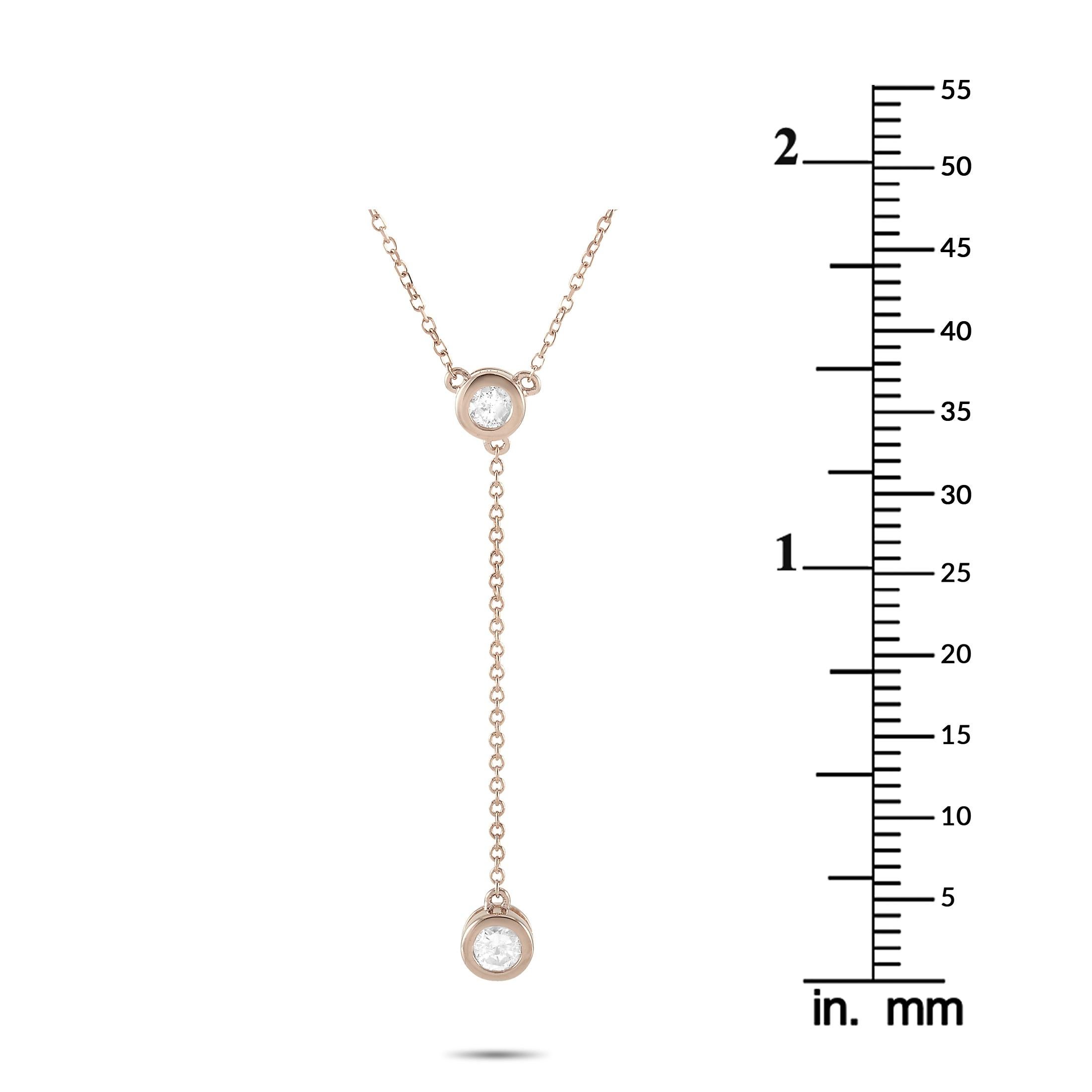 LB Exclusive 14 Karat Rose Gold 0.20 Carat Diamond Pendant Necklace In New Condition For Sale In Southampton, PA