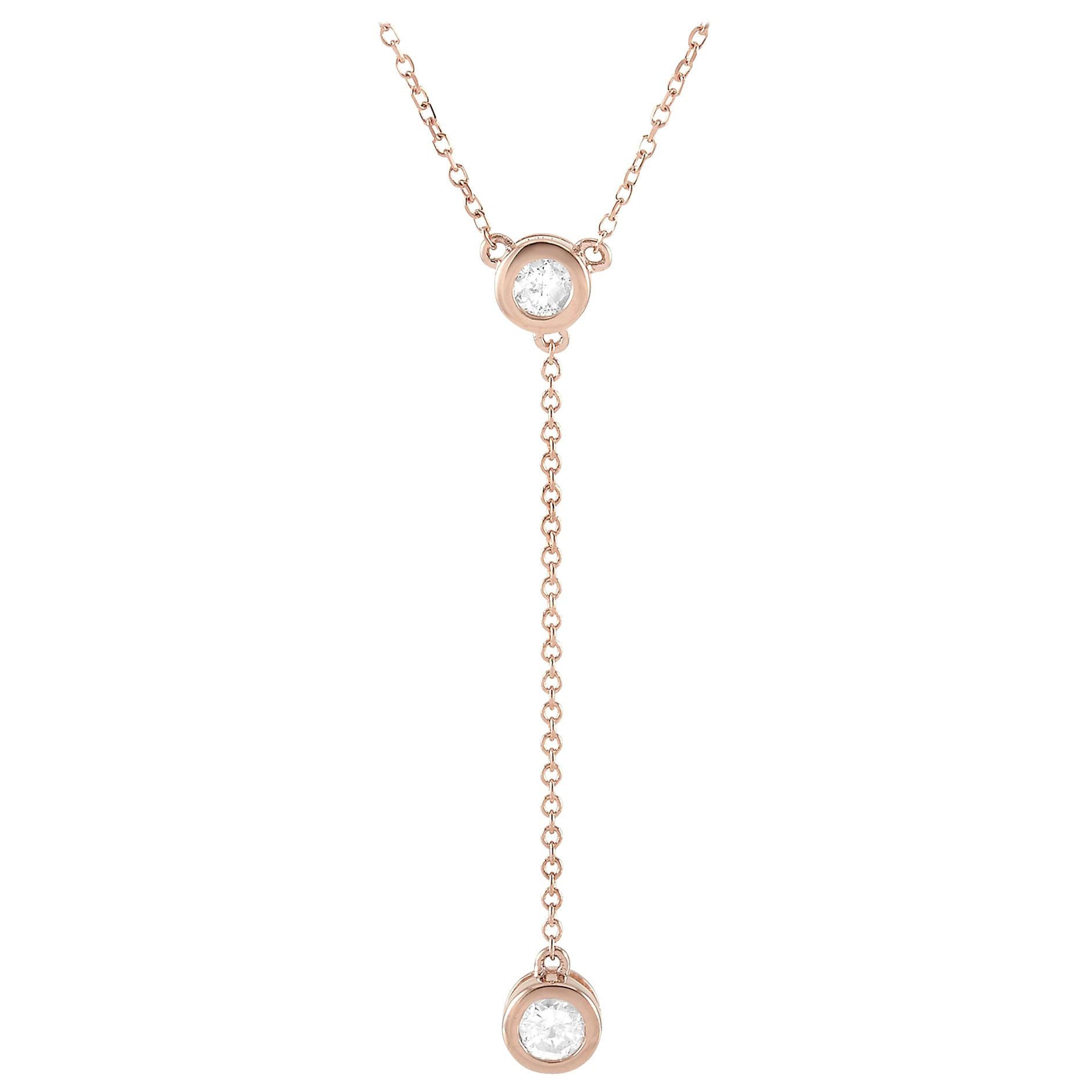 LB Exclusive 14 Karat Rose Gold 0.20 Carat Diamond Pendant Necklace For Sale