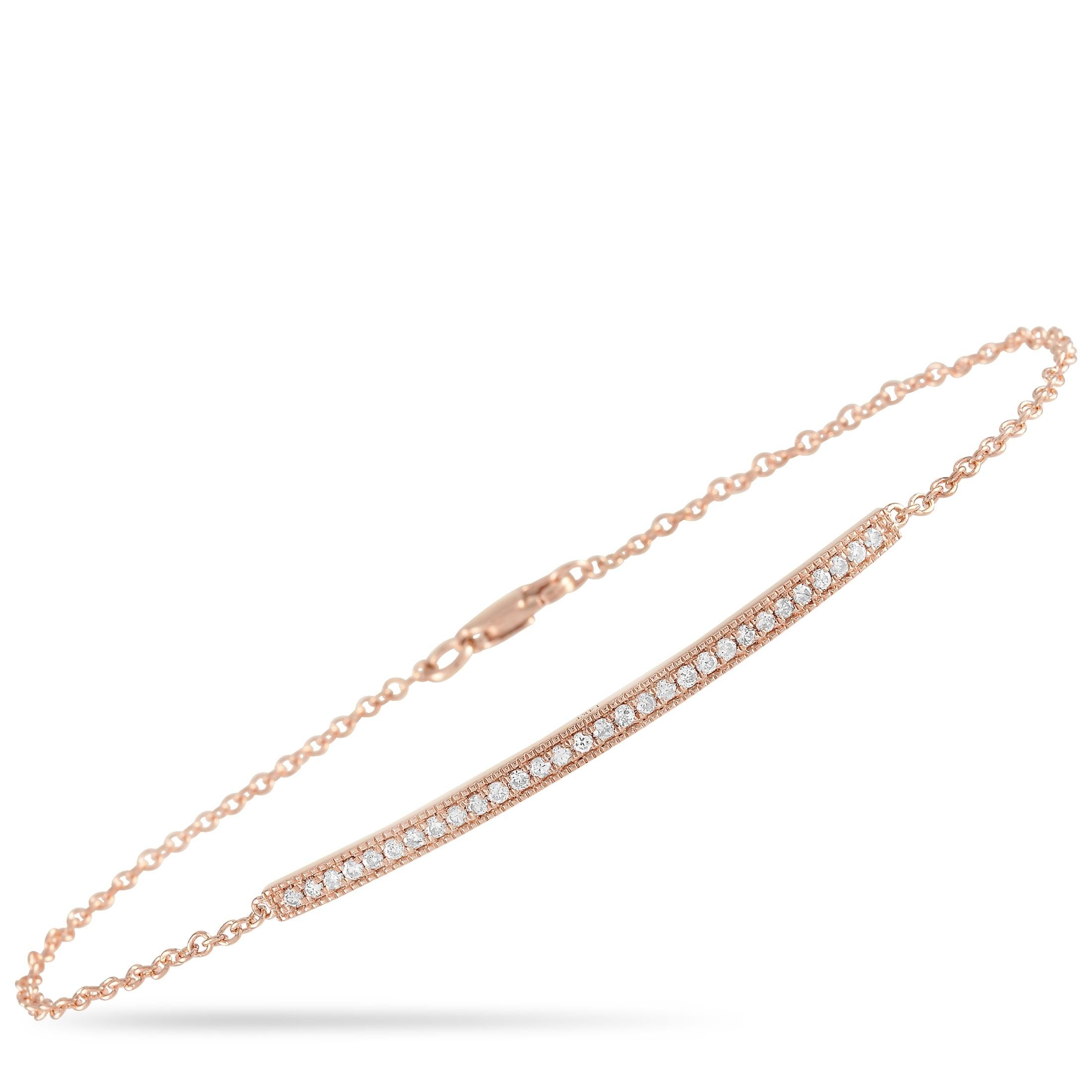 LB Exclusive 14 Karat Rose Gold 0.25 Carat Diamond Bracelet In New Condition For Sale In Southampton, PA