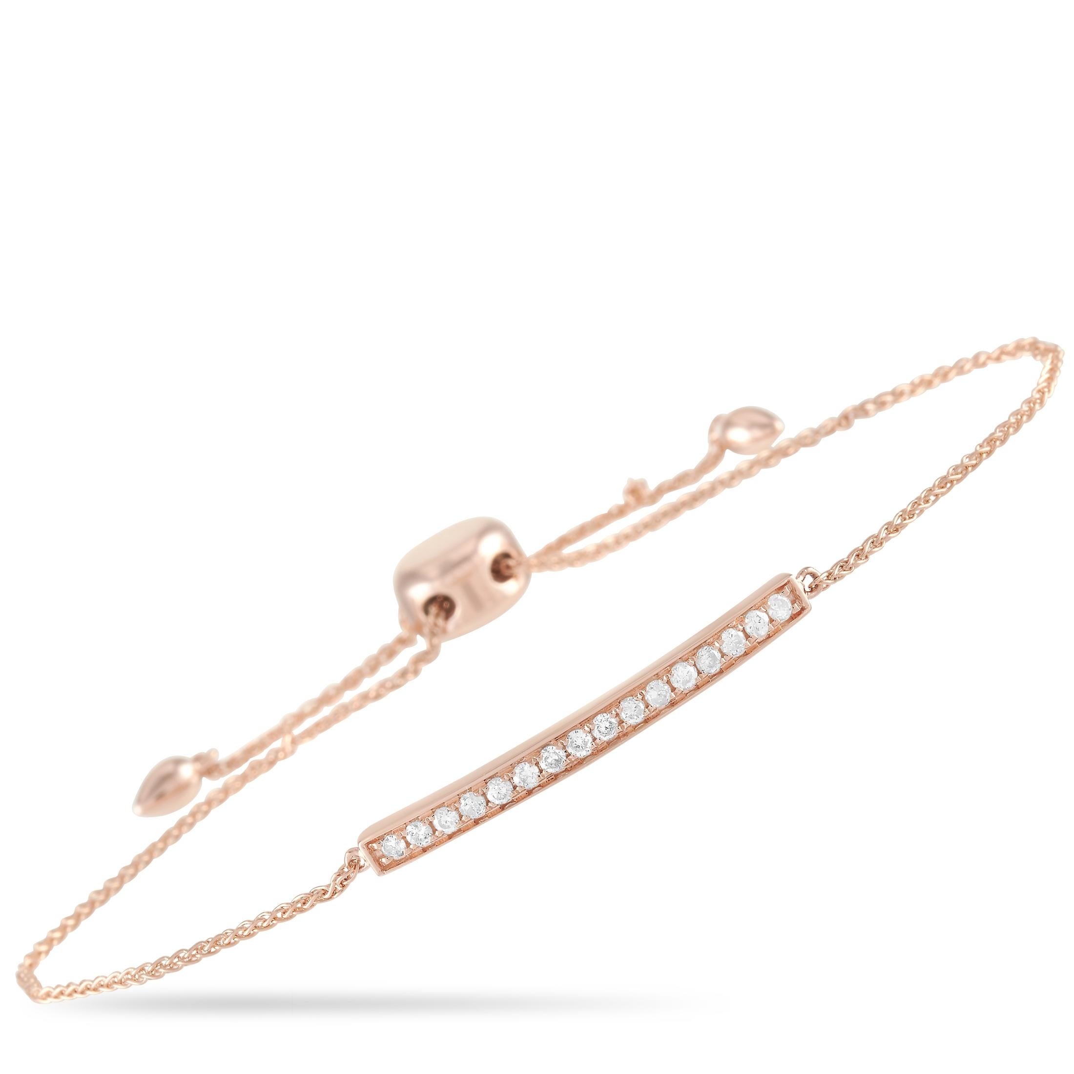 LB Exclusive Pulsera de diamantes de 0,25 quilates en oro rosa de 14 quilates en Nuevo estado para la venta en Southampton, PA