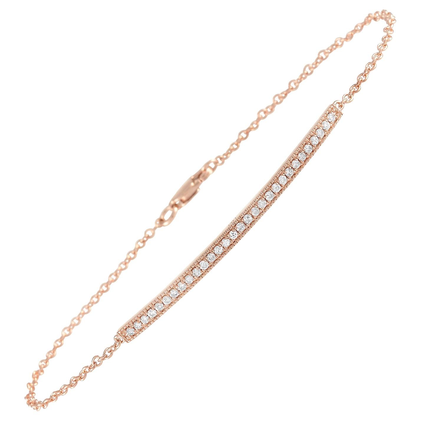 LB Exclusive Bracelet en or rose 14 carats avec diamants de 0,25 carat en vente