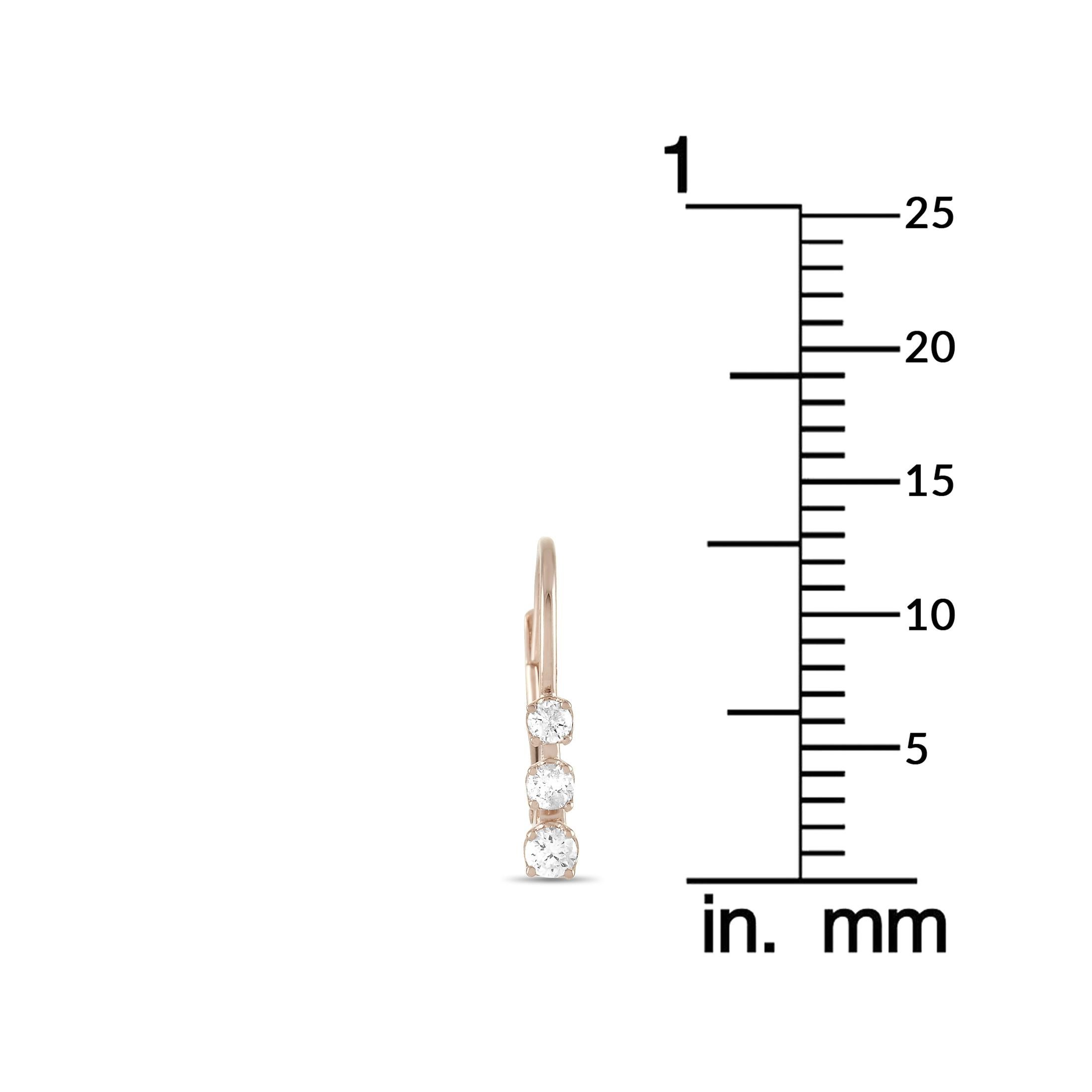 Round Cut LB Exclusive 14 Karat Rose Gold 0.25 Carat Diamond Earrings