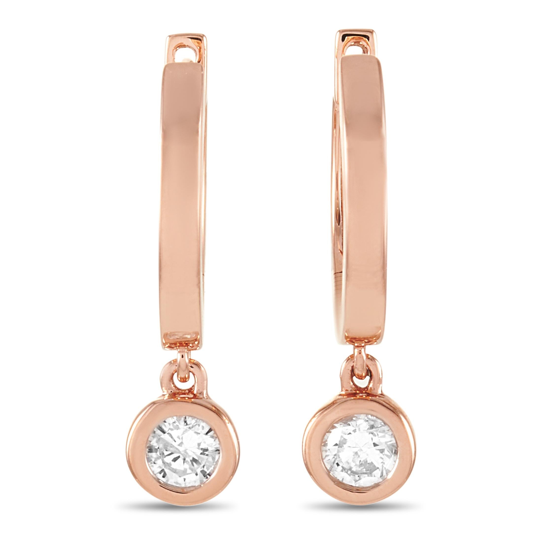 LB Exclusive 14 Karat Rose Gold 0.25 Carat Diamond Earrings In New Condition For Sale In Southampton, PA