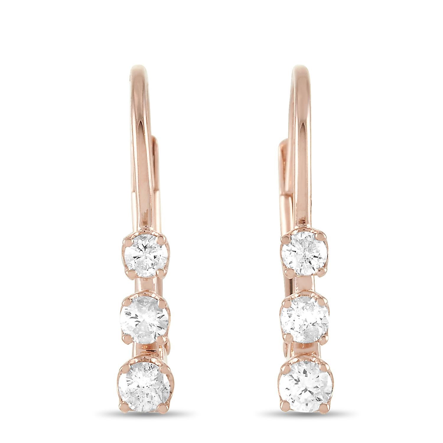 LB Exclusive 14 Karat Rose Gold 0.25 Carat Diamond Earrings In New Condition In Southampton, PA