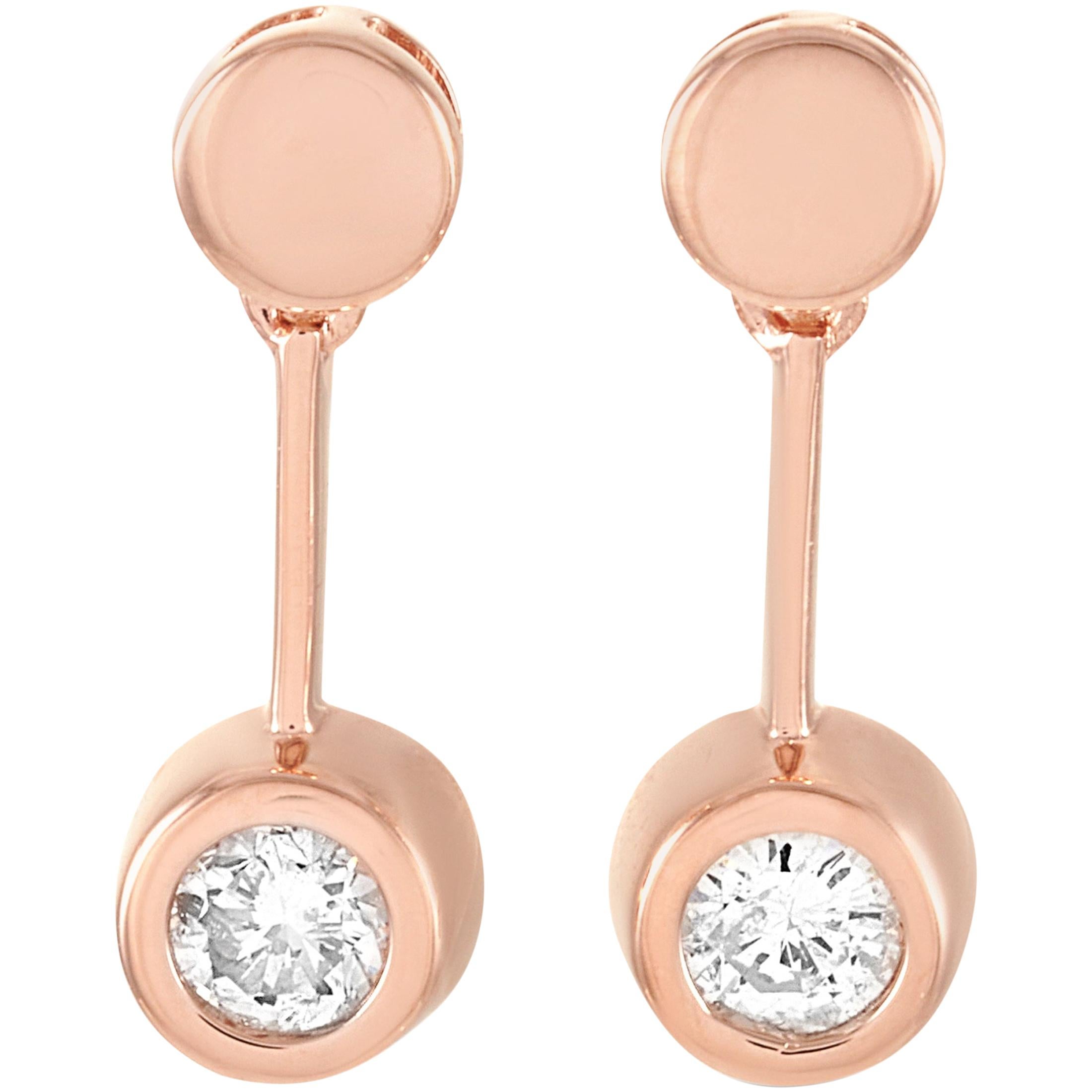 LB Exclusive 14 Karat Rose Gold 0.25 Carat Diamond Earrings For Sale