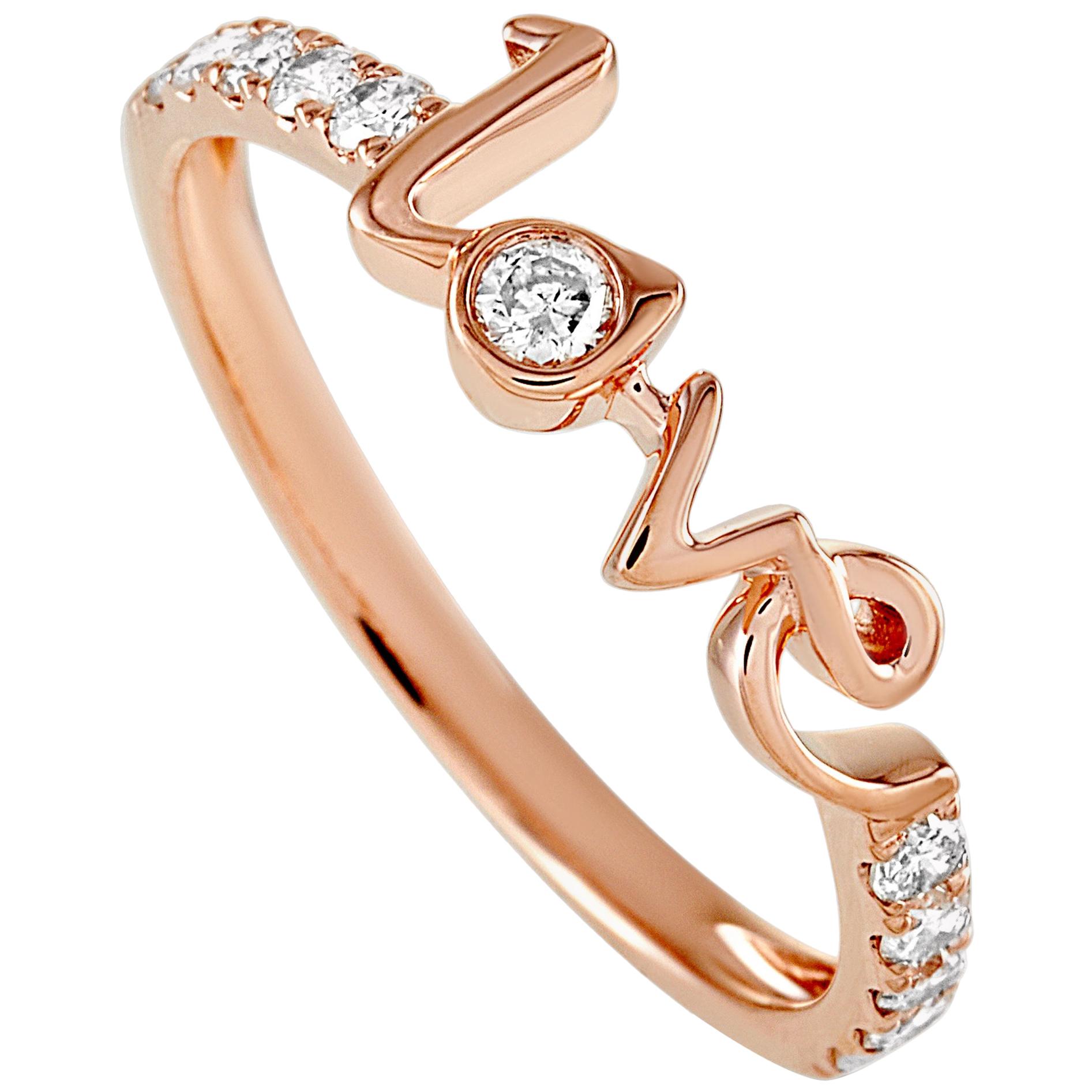LB Exclusive 14 Karat Rose Gold 0.25 Carat Diamond Love Ring