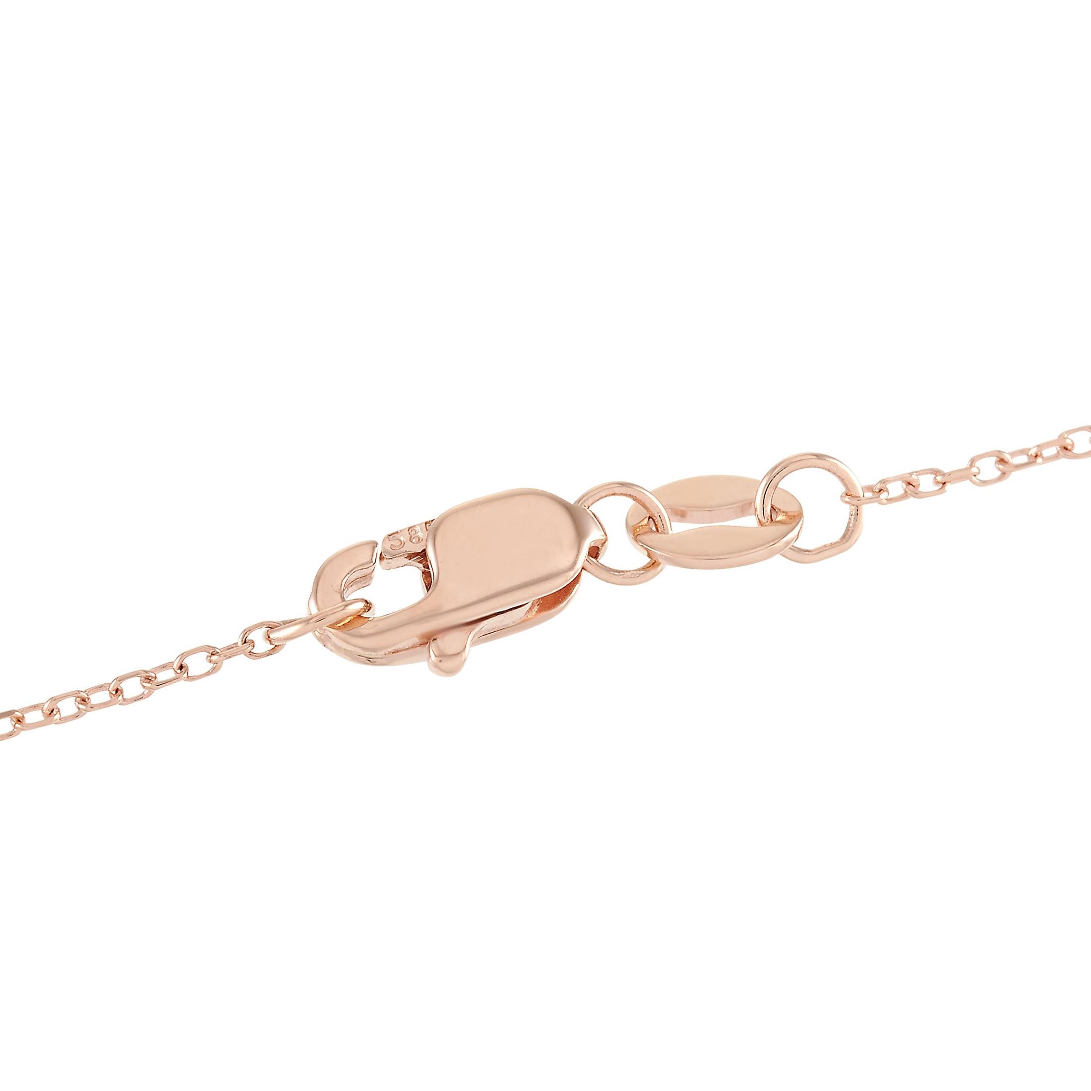 Round Cut LB Exclusive 14 Karat Rose Gold 0.25 Carat Diamond Pendant Necklace For Sale