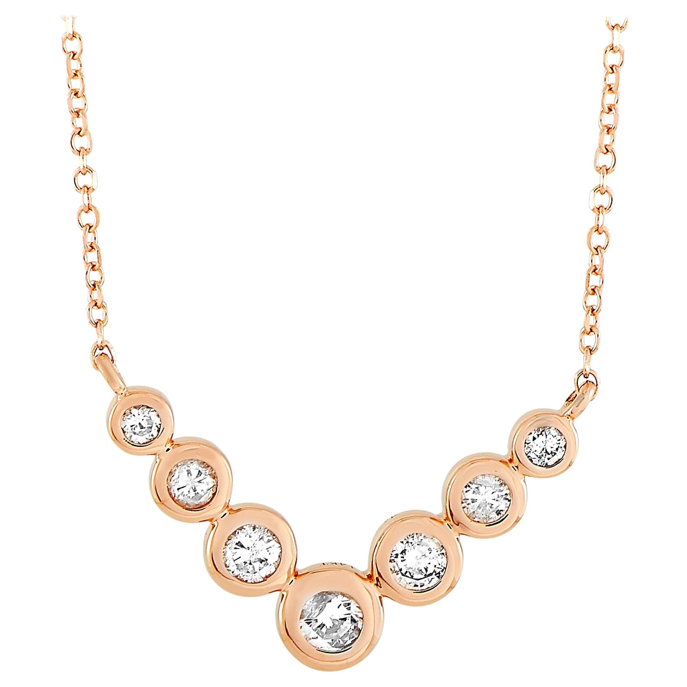 LB Exclusive 14 Karat Rose Gold 0.25 Carat Diamond Pendant Necklace For Sale