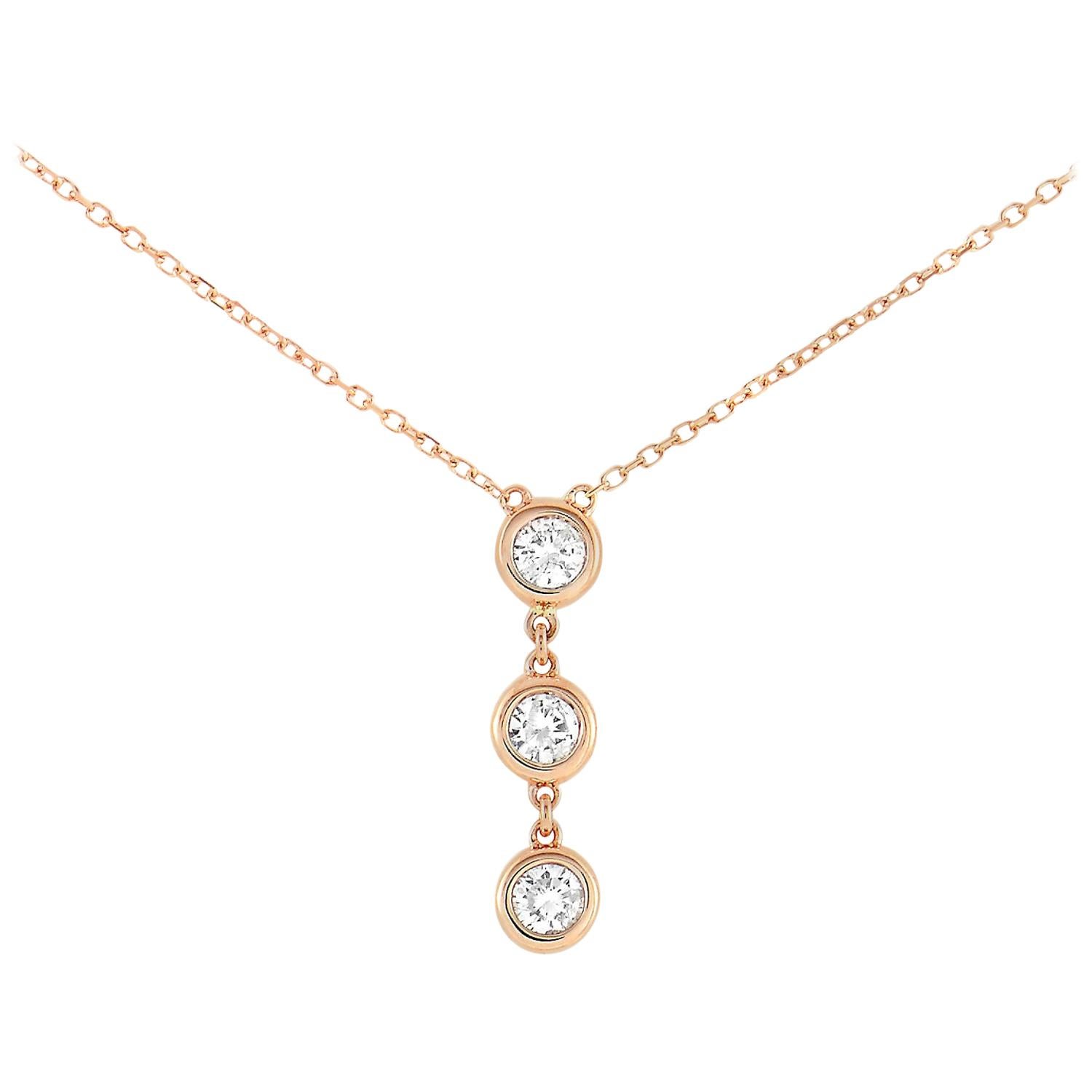 LB Exclusive 14 Karat Rose Gold 0.25 Carat Diamond Pendant Necklace For Sale